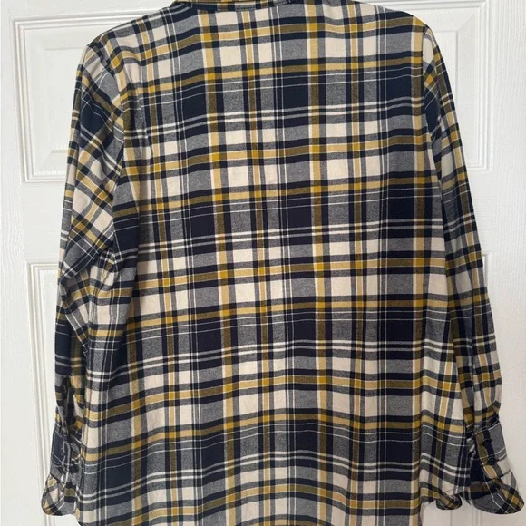 Cabi Seattle shirt Plaid Ruffle Women's Top - Navy and Yellow - Picture 3 of 3